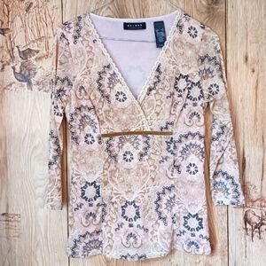 Vintage 90s Y2K Axcess by Liz Claiborne Allover Print Blouse